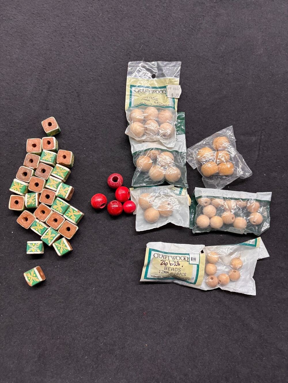 Craft Beads Lot Wood Clay Cube Round Craftwood Terracotta Painted Jewelry Making